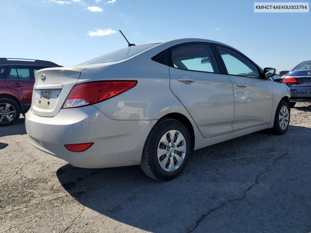 2016 Hyundai Accent Se VIN: KMHCT4AE4GU003794 Lot: 74983734