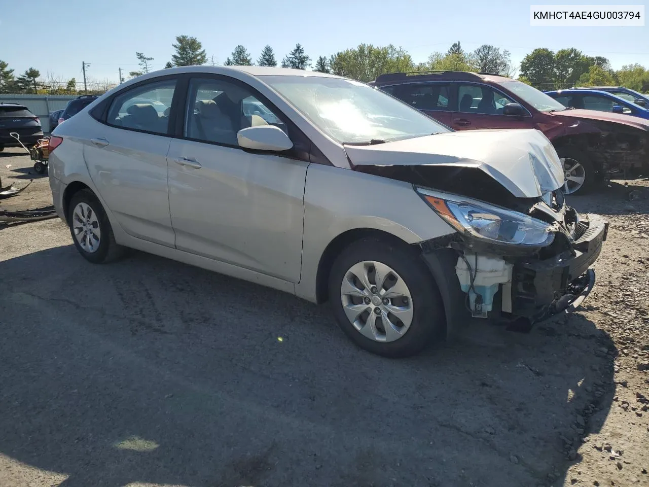 2016 Hyundai Accent Se VIN: KMHCT4AE4GU003794 Lot: 74983734