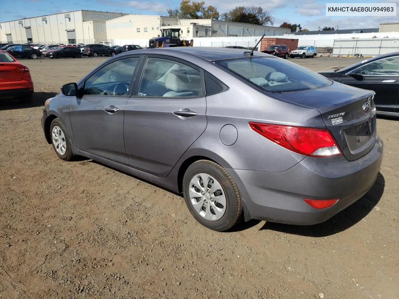 2016 Hyundai Accent Se VIN: KMHCT4AE8GU994983 Lot: 75862994