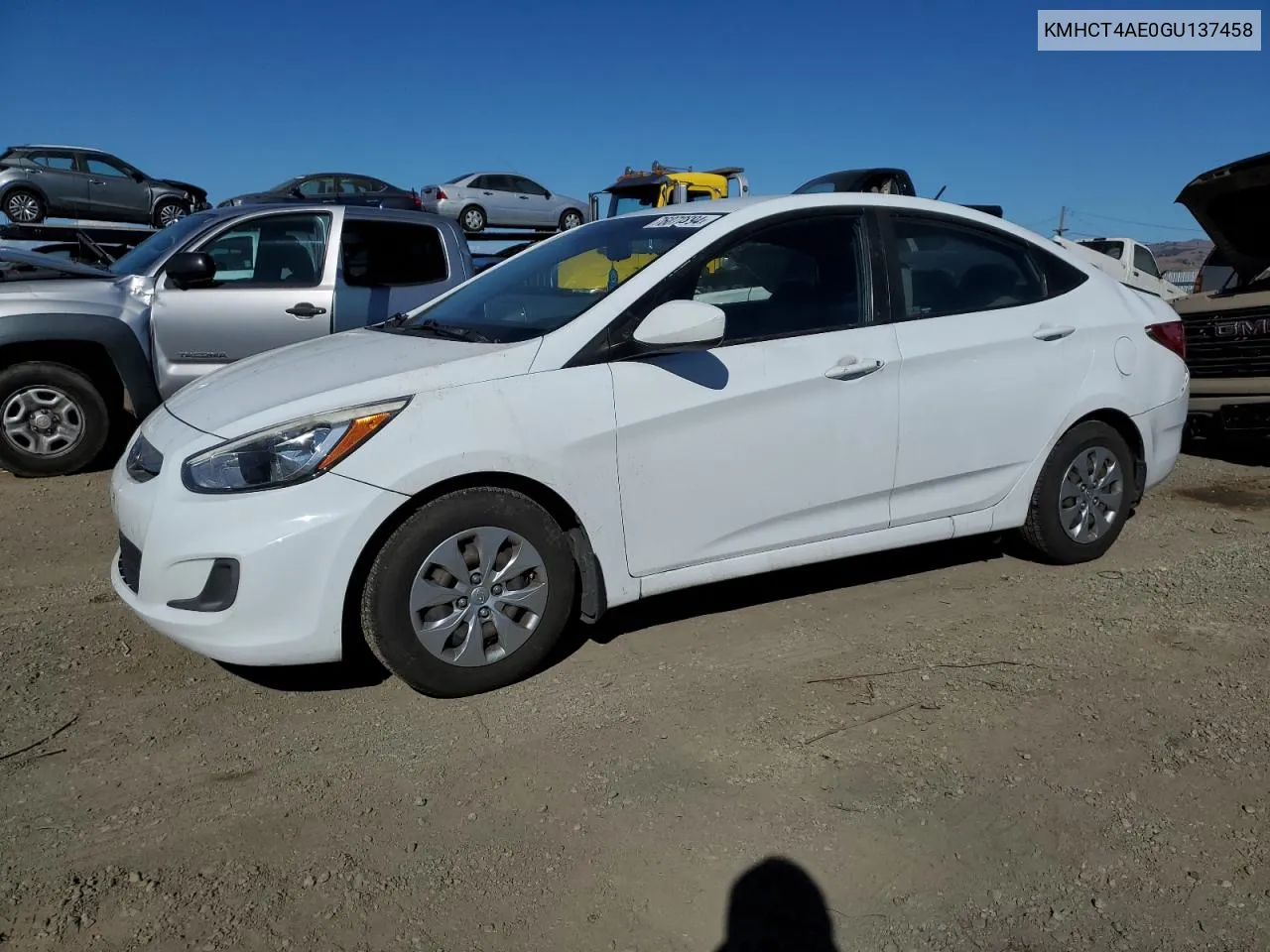 2016 Hyundai Accent Se VIN: KMHCT4AE0GU137458 Lot: 76072394