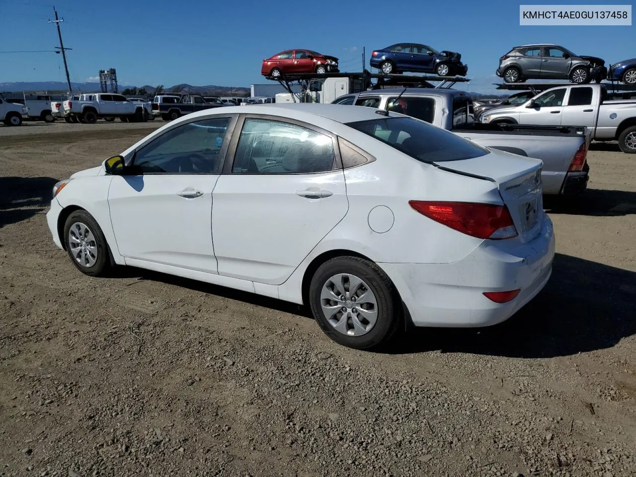 2016 Hyundai Accent Se VIN: KMHCT4AE0GU137458 Lot: 76072394