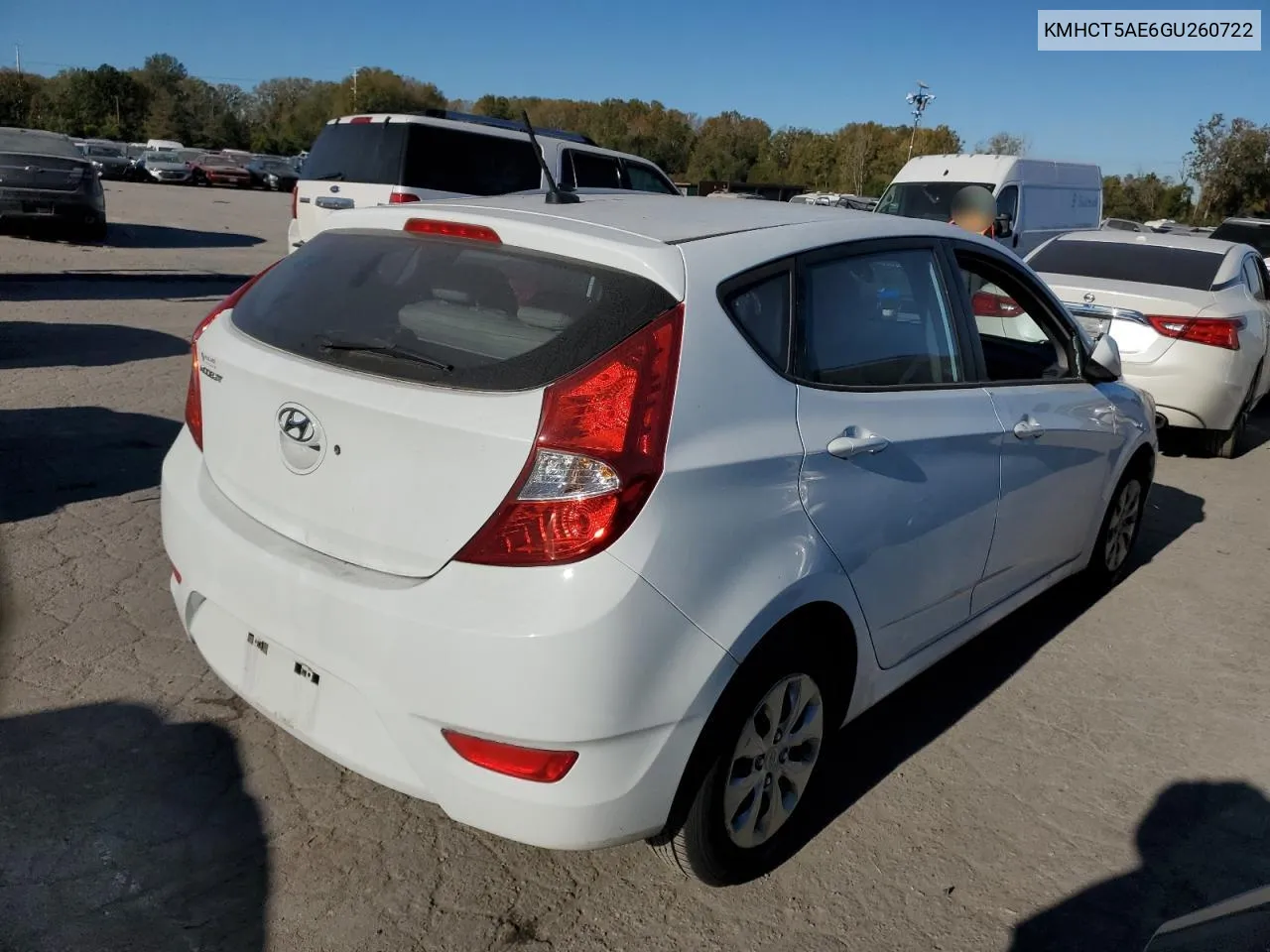 2016 Hyundai Accent Se VIN: KMHCT5AE6GU260722 Lot: 76591294