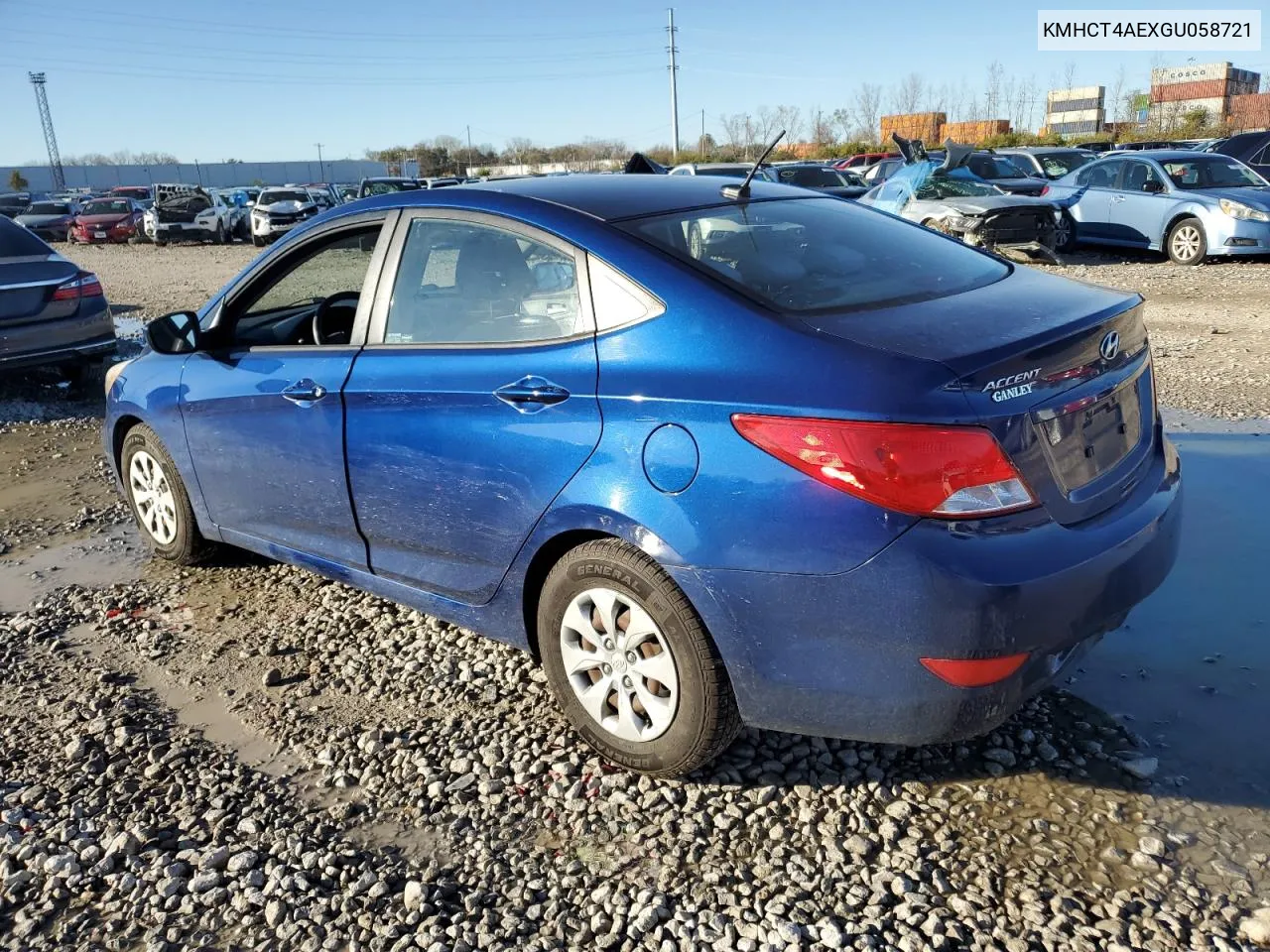 2016 Hyundai Accent Se VIN: KMHCT4AEXGU058721 Lot: 80021984