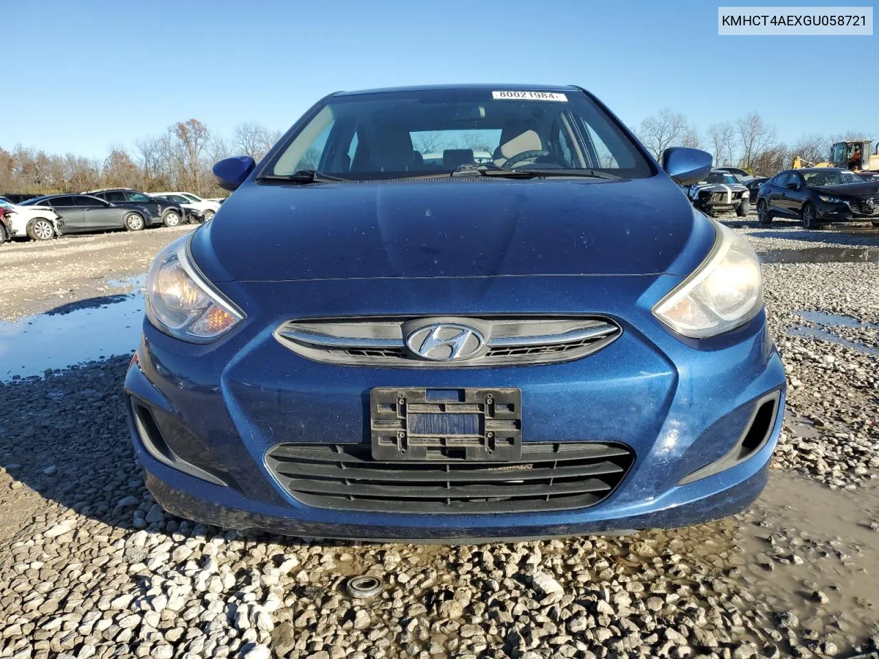 2016 Hyundai Accent Se VIN: KMHCT4AEXGU058721 Lot: 80021984