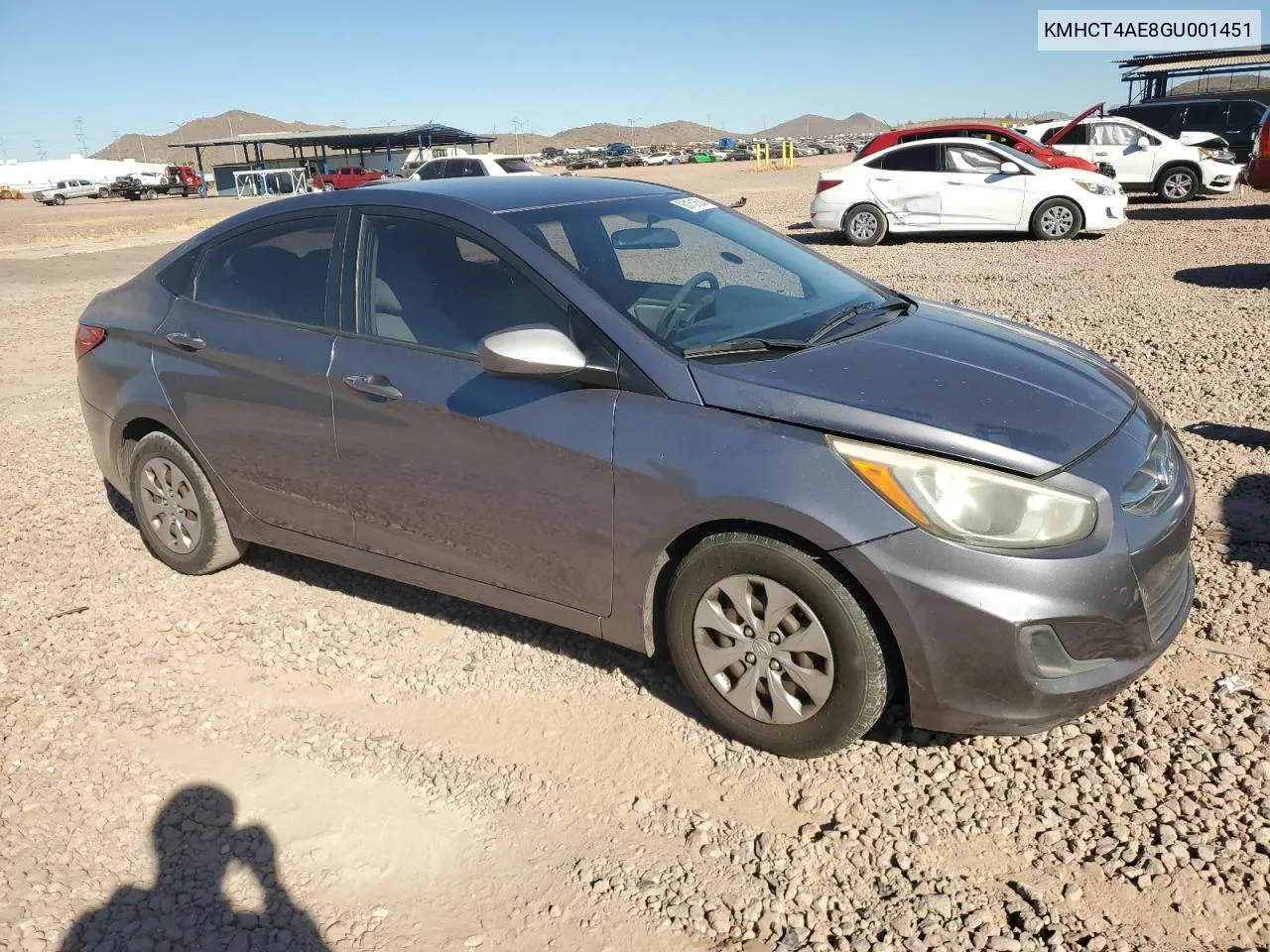 2016 Hyundai Accent Se VIN: KMHCT4AE8GU001451 Lot: 80151634