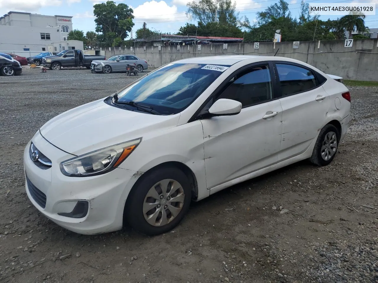 2016 Hyundai Accent Se VIN: KMHCT4AE3GU061928 Lot: 80221694