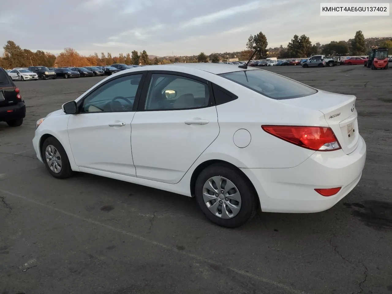 2016 Hyundai Accent Se VIN: KMHCT4AE6GU137402 Lot: 81554094