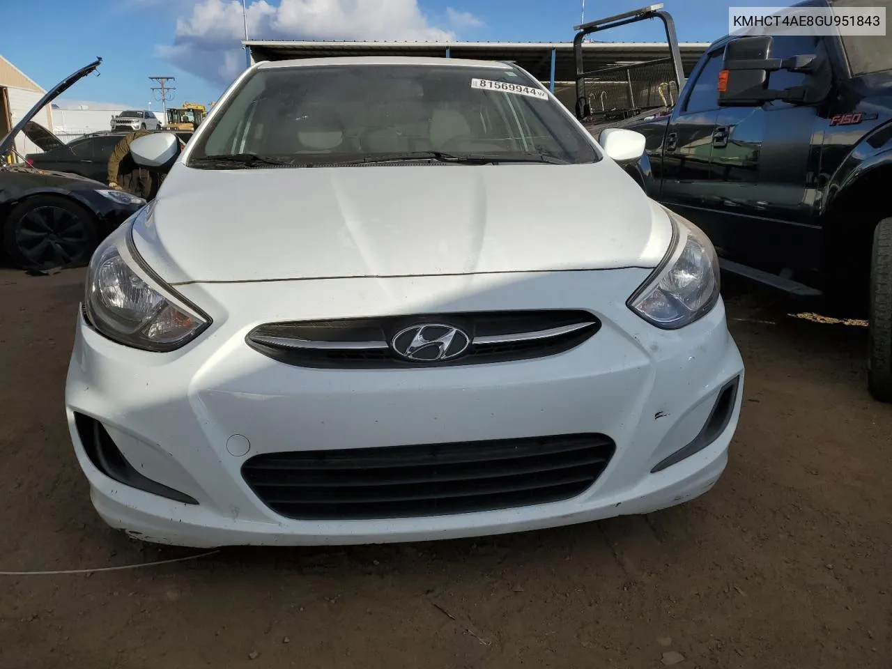 2016 Hyundai Accent Se VIN: KMHCT4AE8GU951843 Lot: 81569944