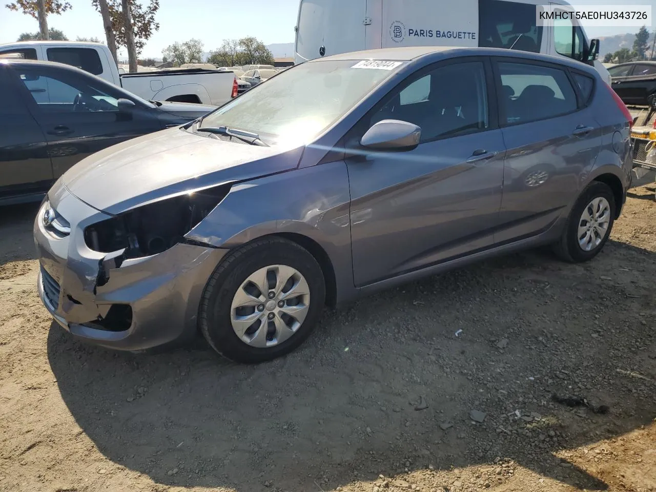 2017 Hyundai Accent Se VIN: KMHCT5AE0HU343726 Lot: 74819044