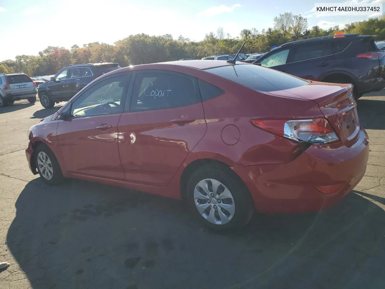 2017 Hyundai Accent Se VIN: KMHCT4AE0HU337452 Lot: 74915954