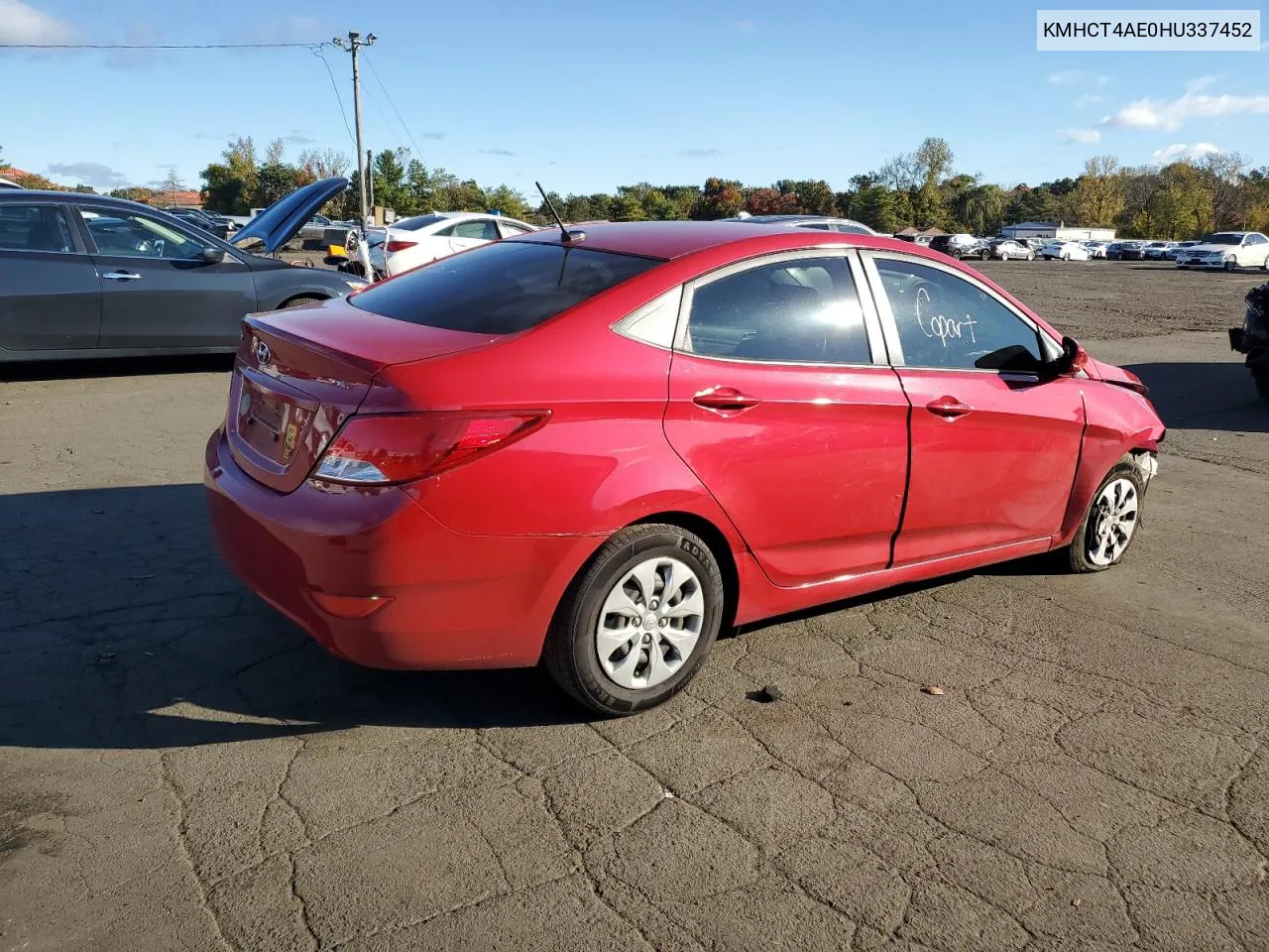 2017 Hyundai Accent Se VIN: KMHCT4AE0HU337452 Lot: 74915954