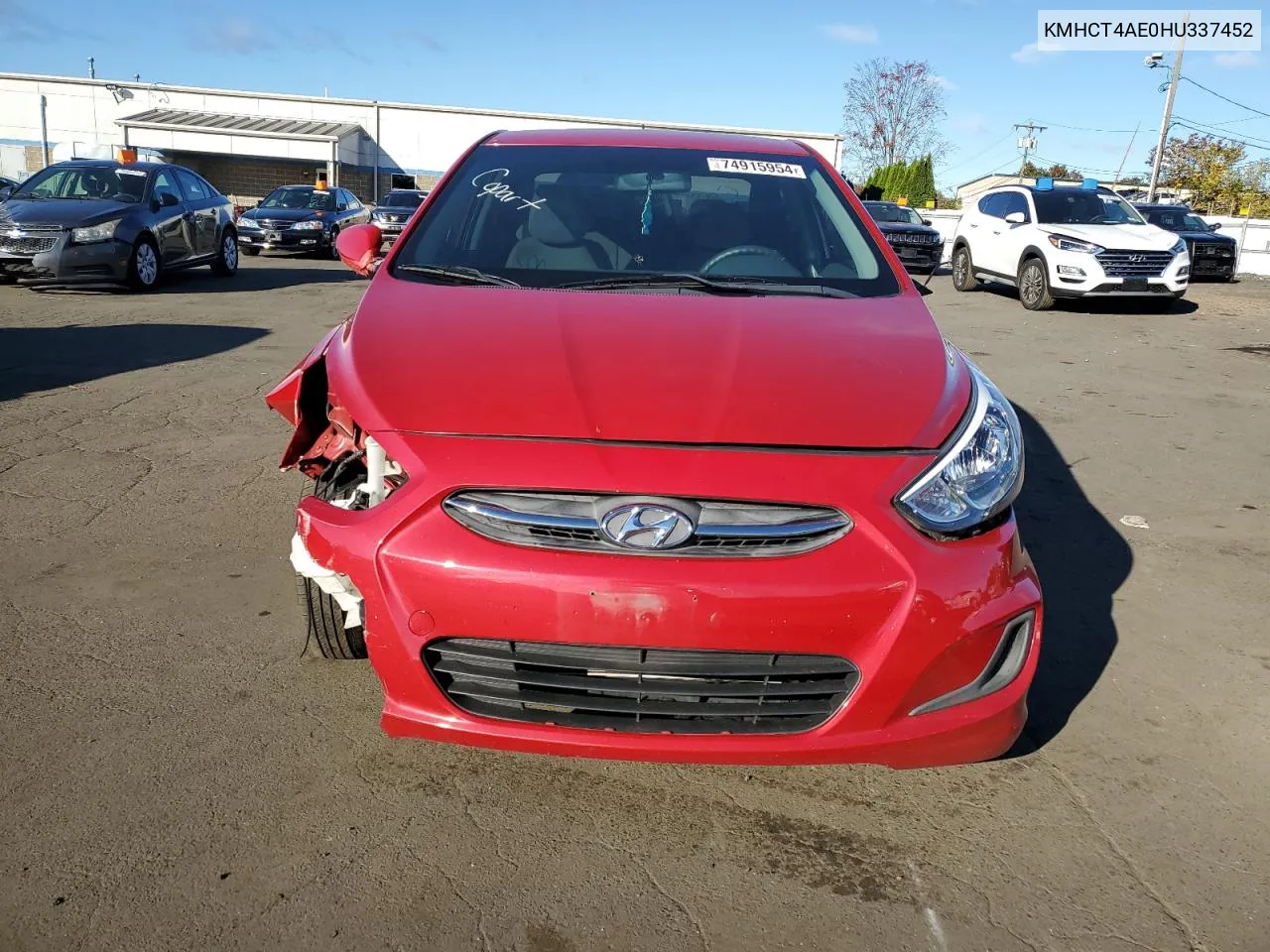 2017 Hyundai Accent Se VIN: KMHCT4AE0HU337452 Lot: 74915954