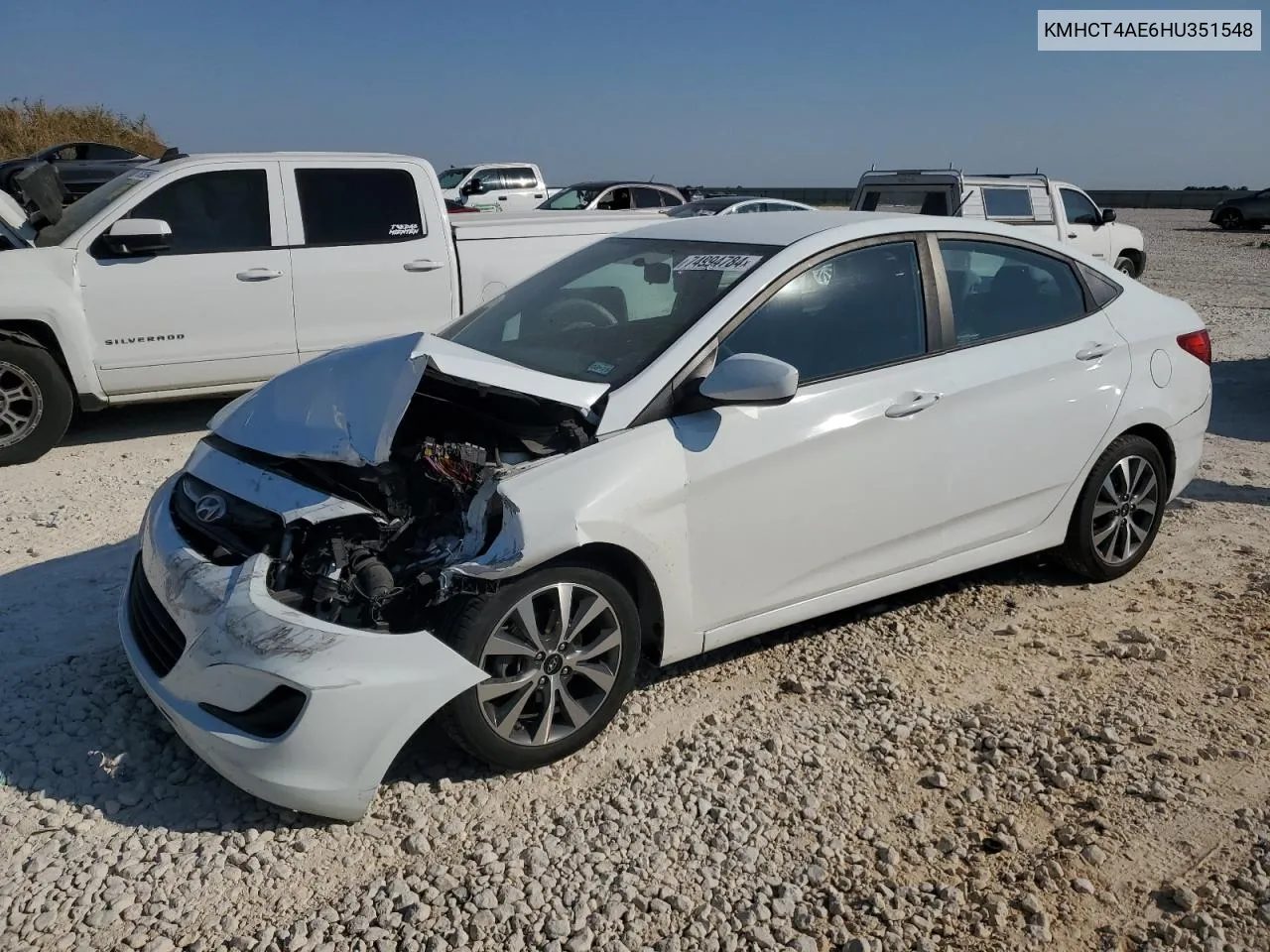 2017 Hyundai Accent Se VIN: KMHCT4AE6HU351548 Lot: 74994784