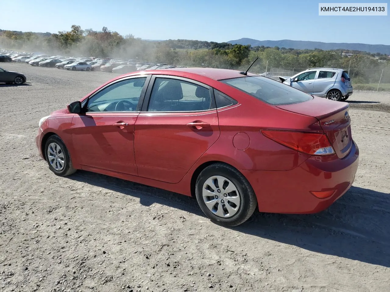 2017 Hyundai Accent Se VIN: KMHCT4AE2HU194133 Lot: 76710084