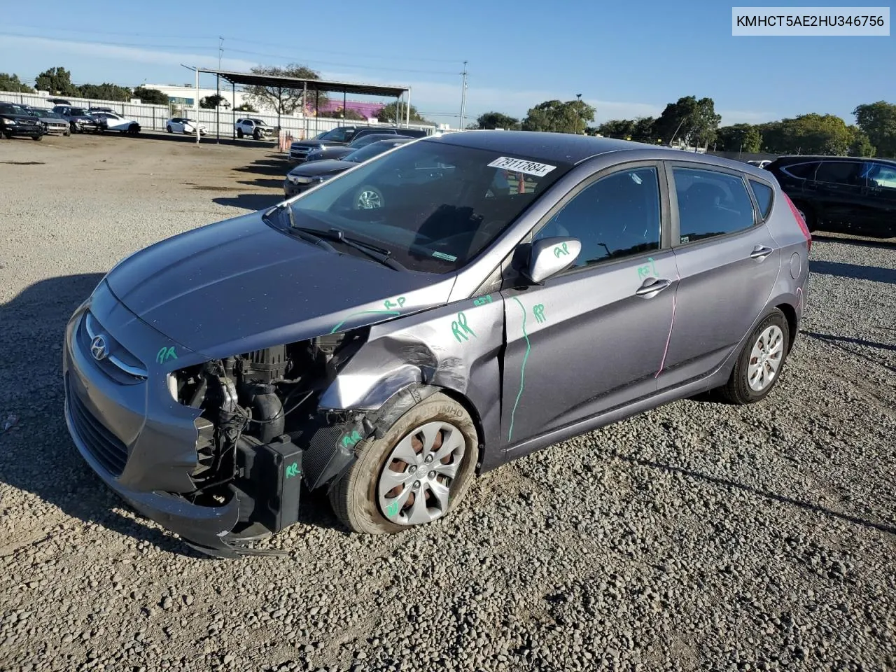 2017 Hyundai Accent Se VIN: KMHCT5AE2HU346756 Lot: 79117884