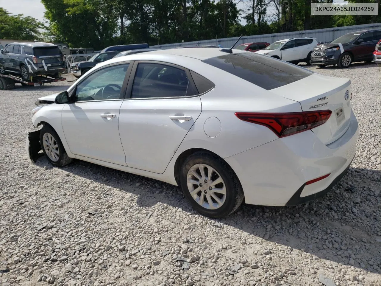 2018 Hyundai Accent Se VIN: 3KPC24A35JE024259 Lot: 57345594