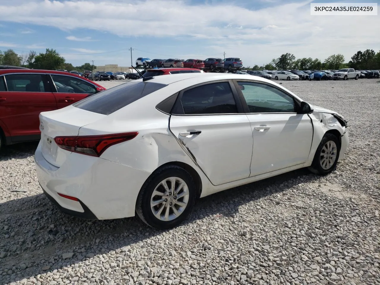 2018 Hyundai Accent Se VIN: 3KPC24A35JE024259 Lot: 57345594