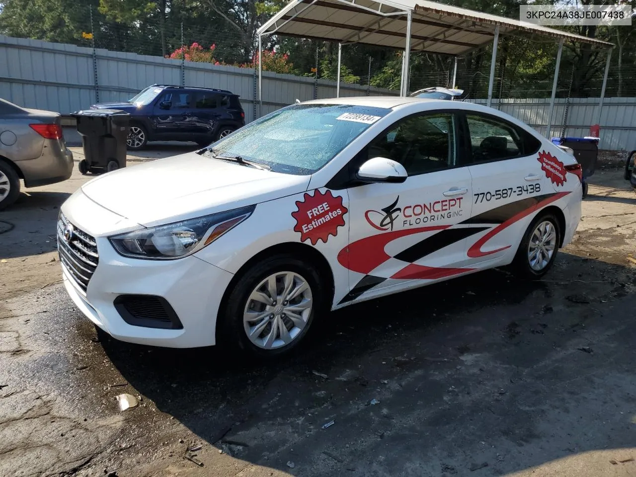 2018 Hyundai Accent Se VIN: 3KPC24A38JE007438 Lot: 72289134