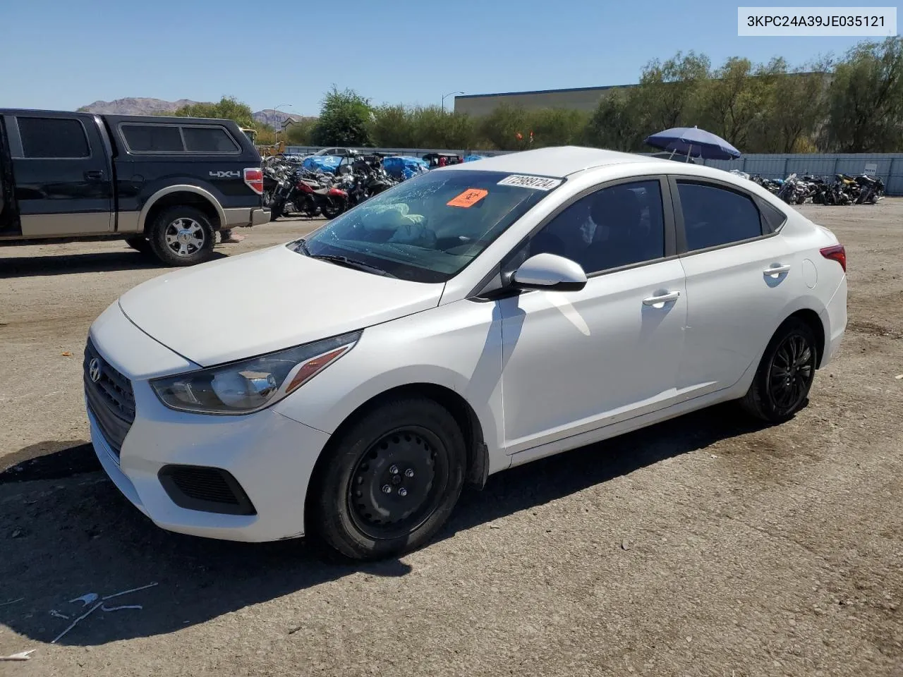 2018 Hyundai Accent Se VIN: 3KPC24A39JE035121 Lot: 72989724