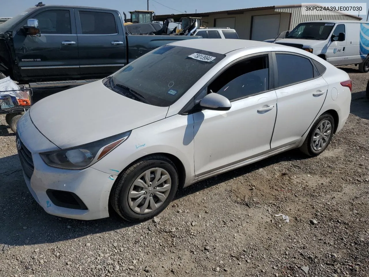 2018 Hyundai Accent Se VIN: 3KPC24A39JE007030 Lot: 73013994