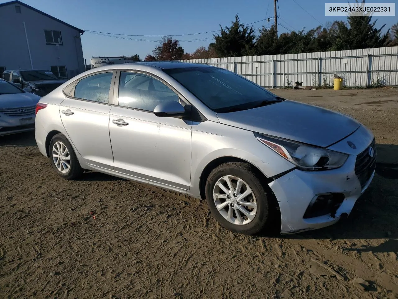 2018 Hyundai Accent Se VIN: 3KPC24A3XJE022331 Lot: 78151394