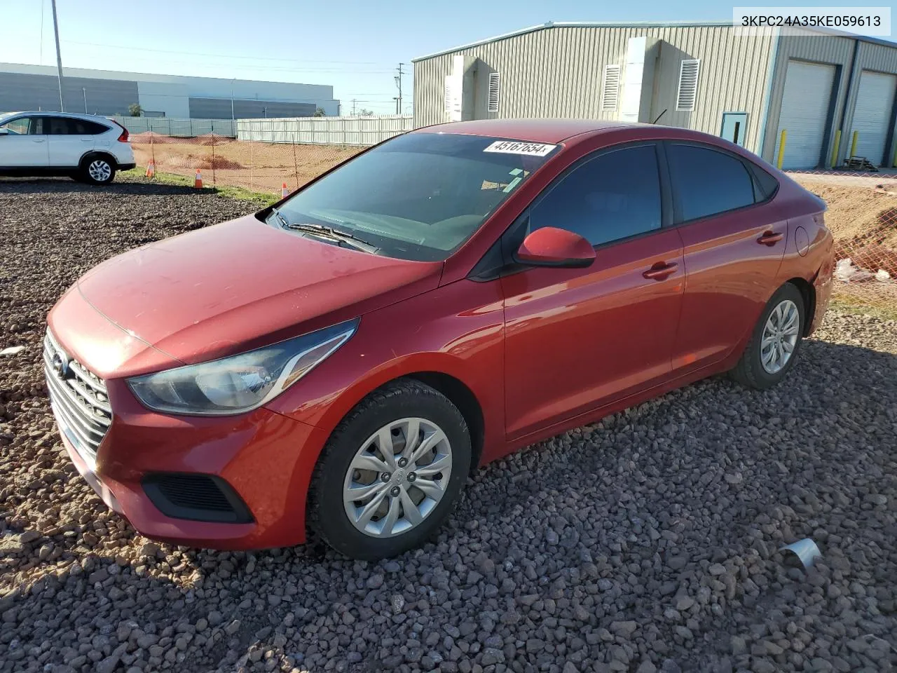 2019 Hyundai Accent Se VIN: 3KPC24A35KE059613 Lot: 45167654