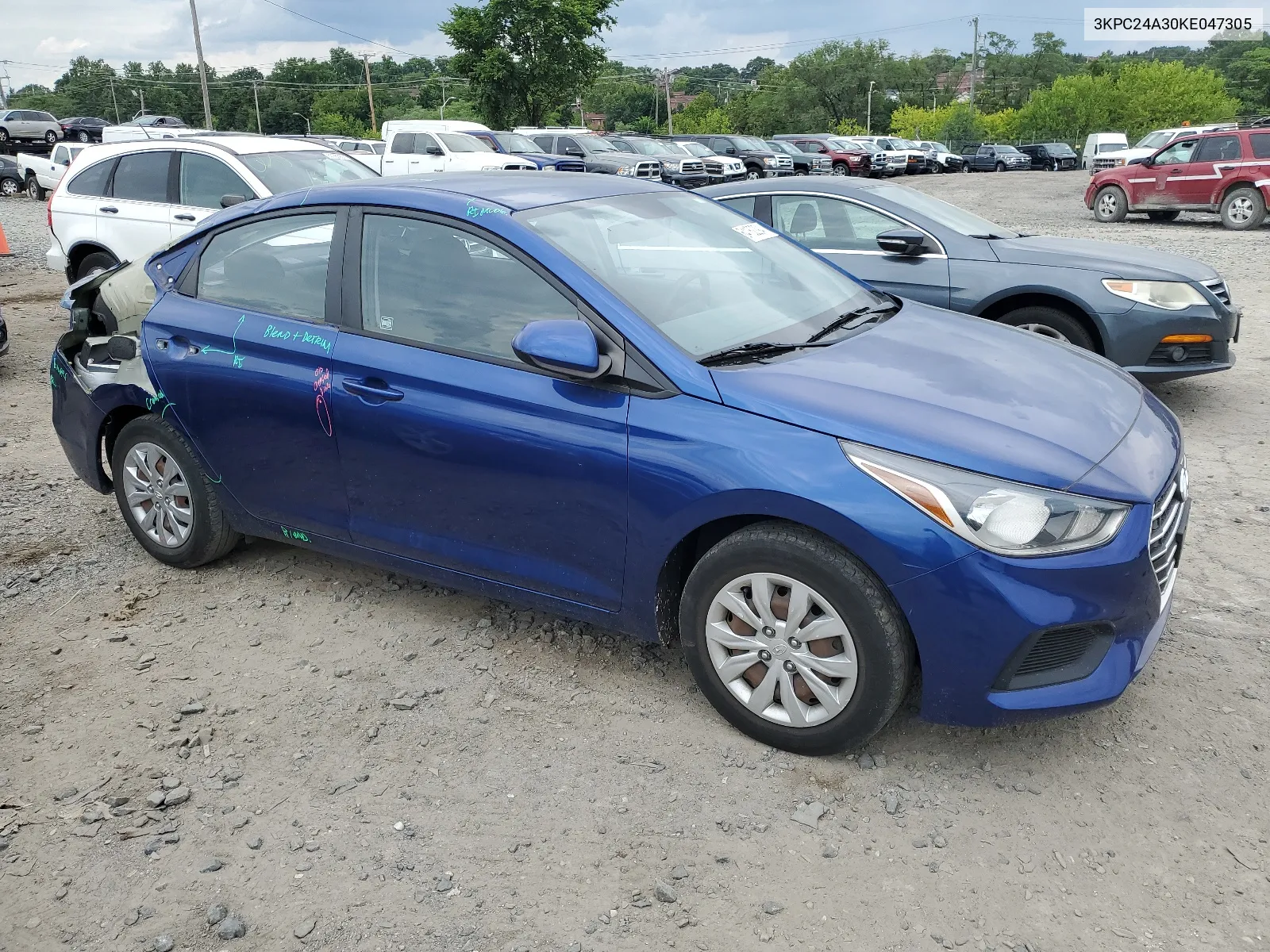 2019 Hyundai Accent Se VIN: 3KPC24A30KE047305 Lot: 64162294