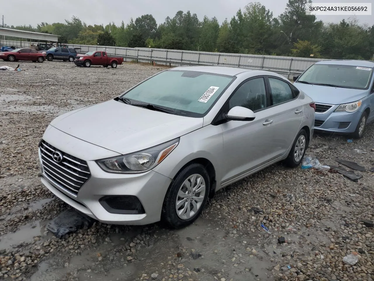 2019 Hyundai Accent Se VIN: 3KPC24A31KE056692 Lot: 70831004