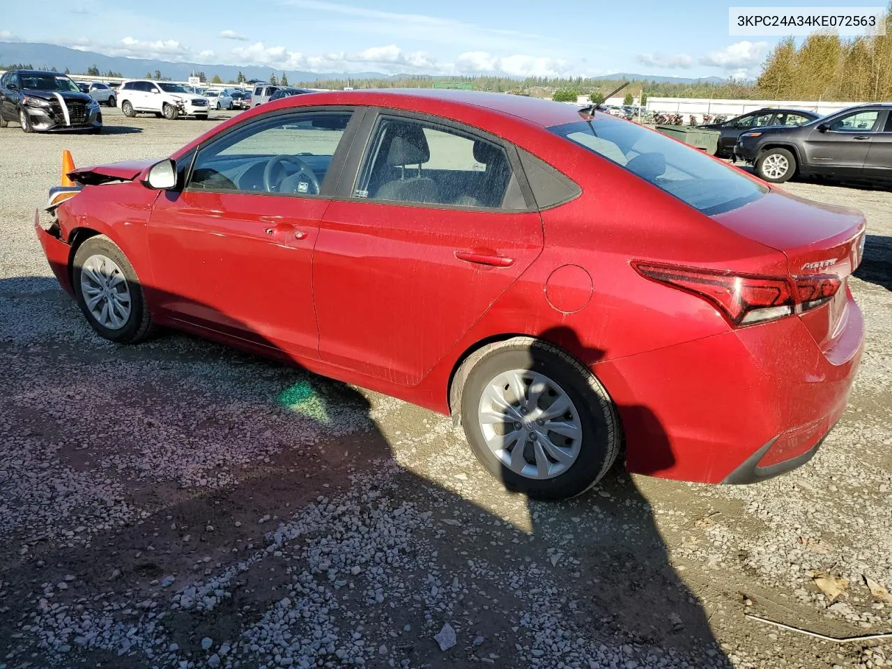 2019 Hyundai Accent Se VIN: 3KPC24A34KE072563 Lot: 71131064