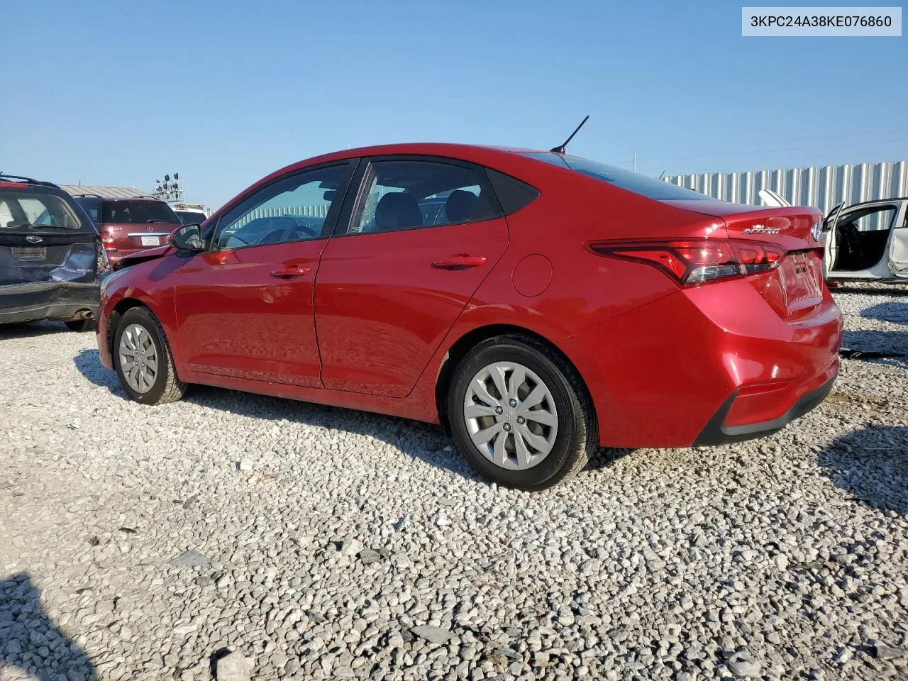 2019 Hyundai Accent Se VIN: 3KPC24A38KE076860 Lot: 71572274