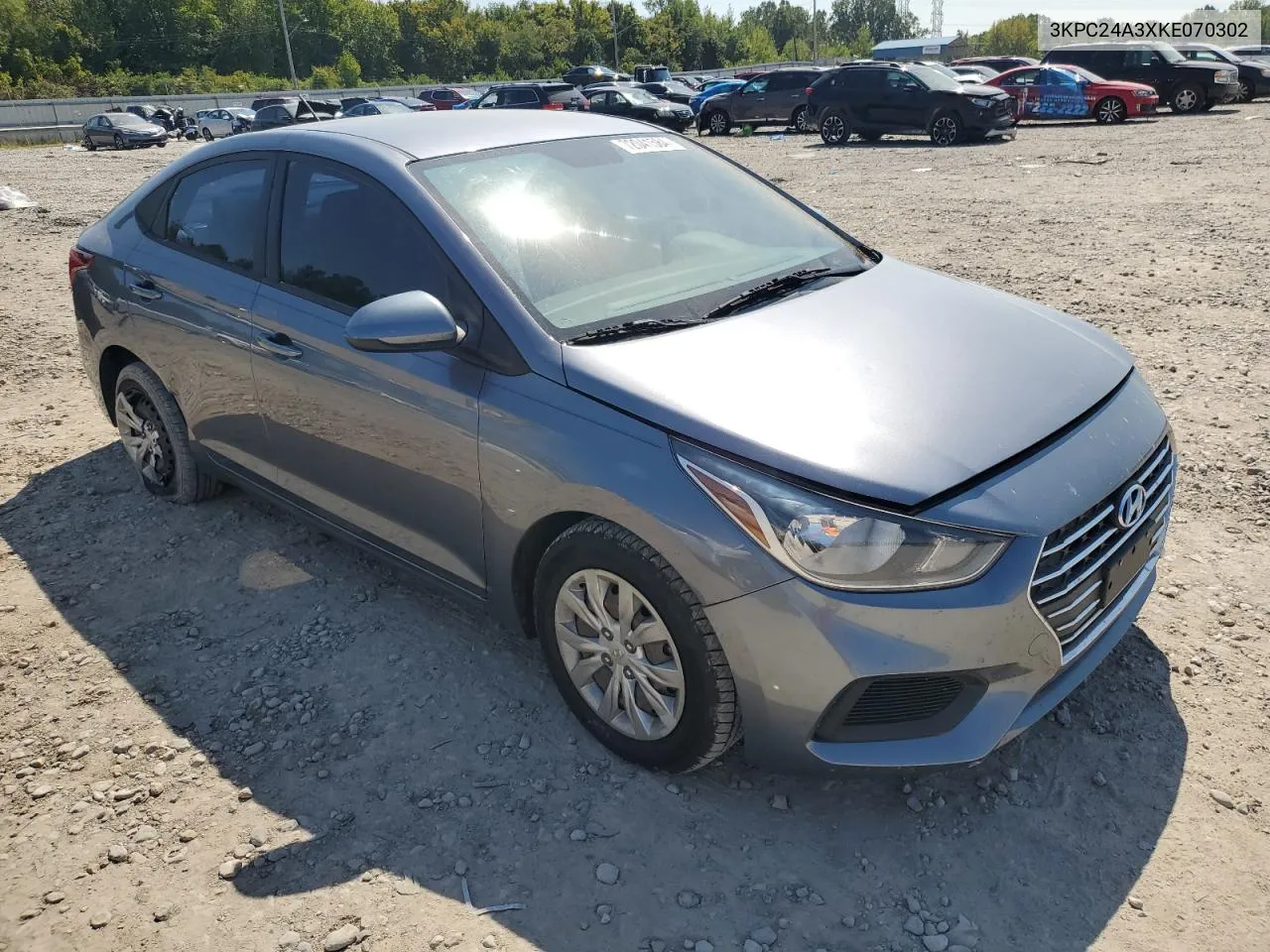 2019 Hyundai Accent Se VIN: 3KPC24A3XKE070302 Lot: 72041584