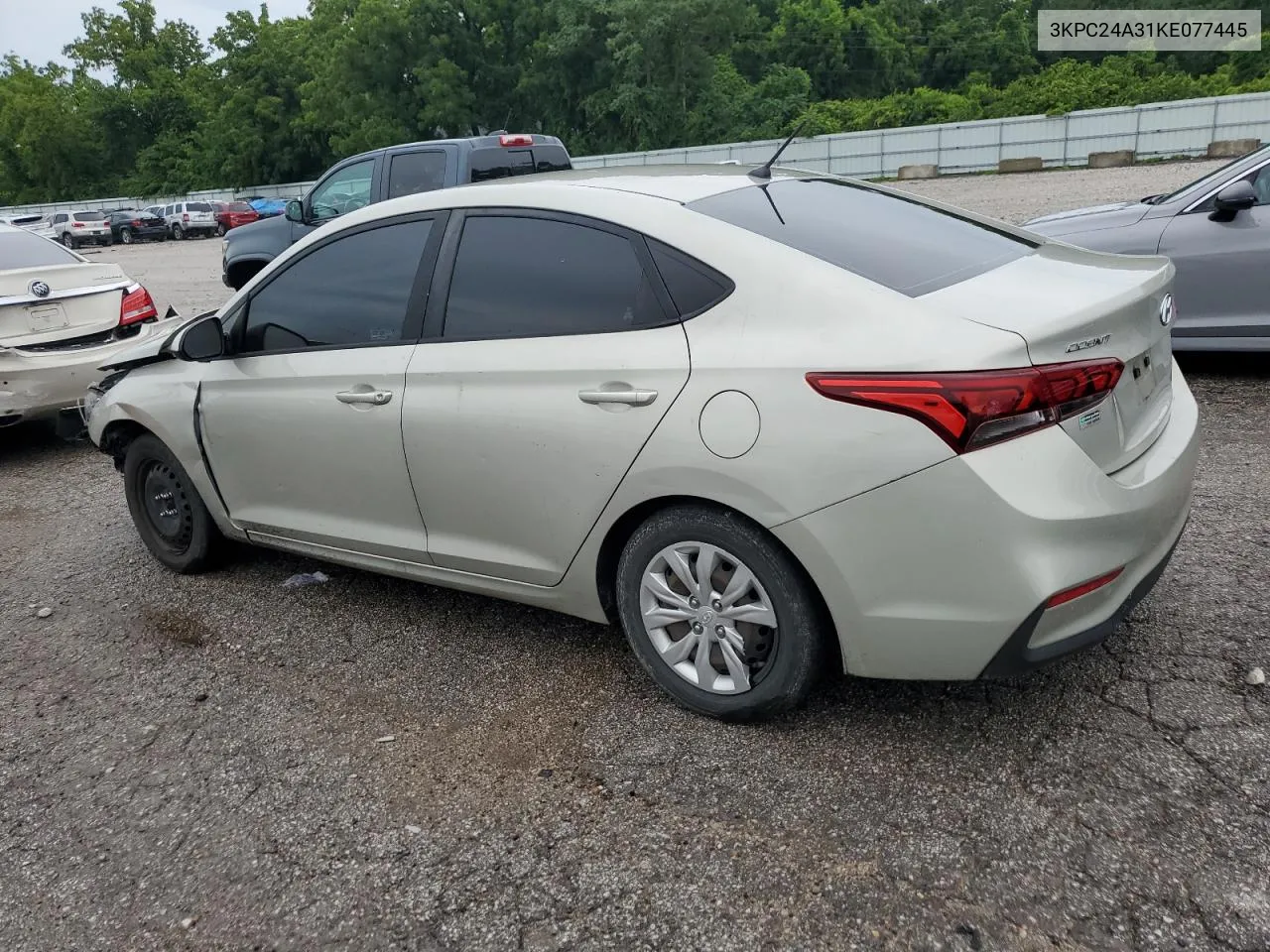 2019 Hyundai Accent Se VIN: 3KPC24A31KE077445 Lot: 72719034