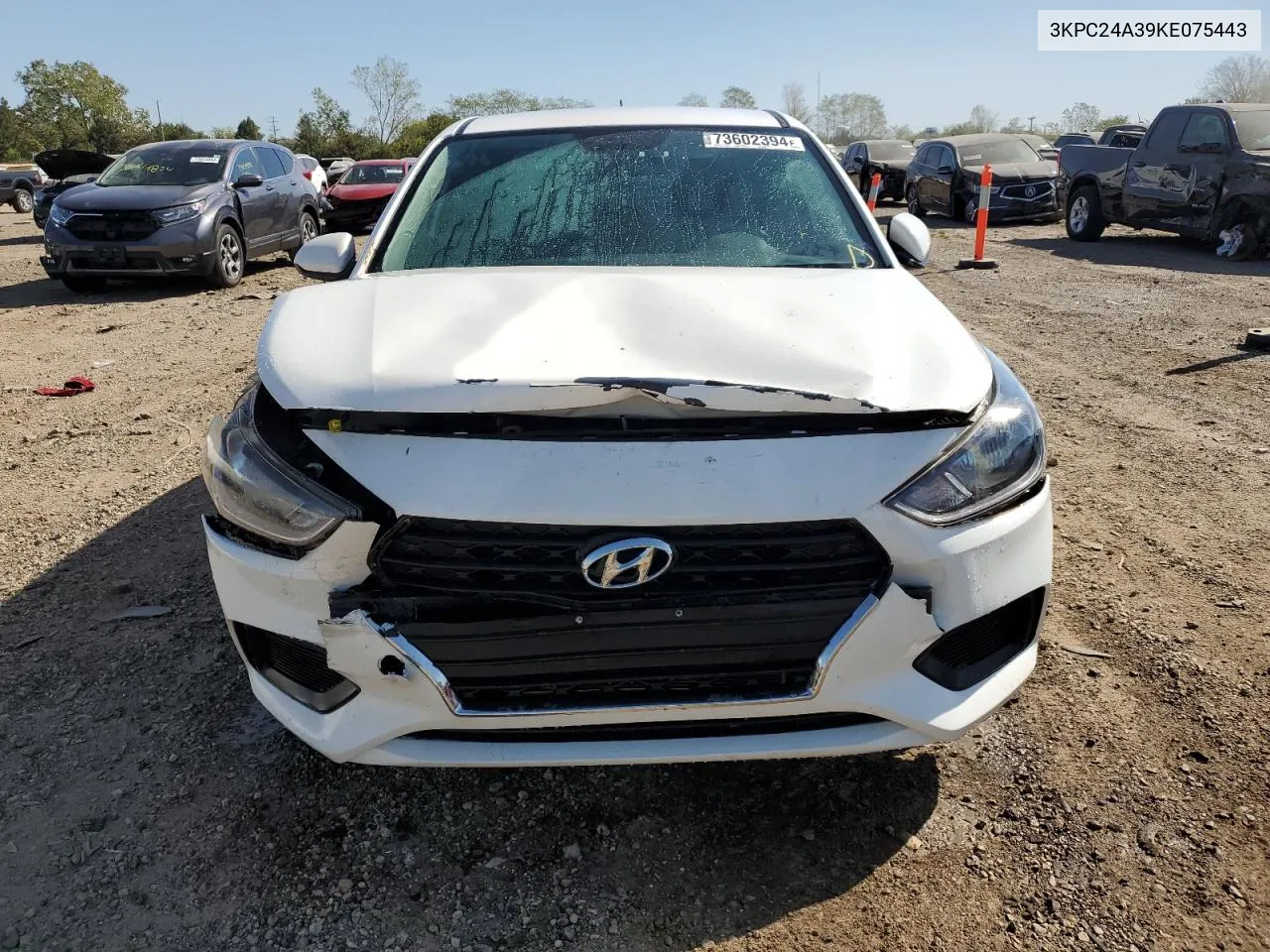 2019 Hyundai Accent Se VIN: 3KPC24A39KE075443 Lot: 73602394