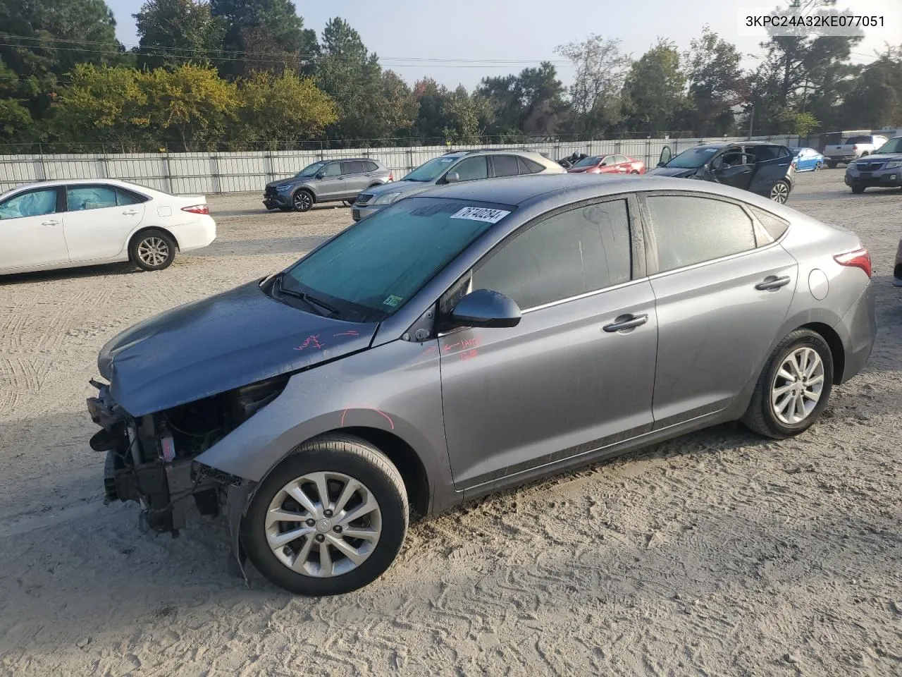 2019 Hyundai Accent Se VIN: 3KPC24A32KE077051 Lot: 76740284