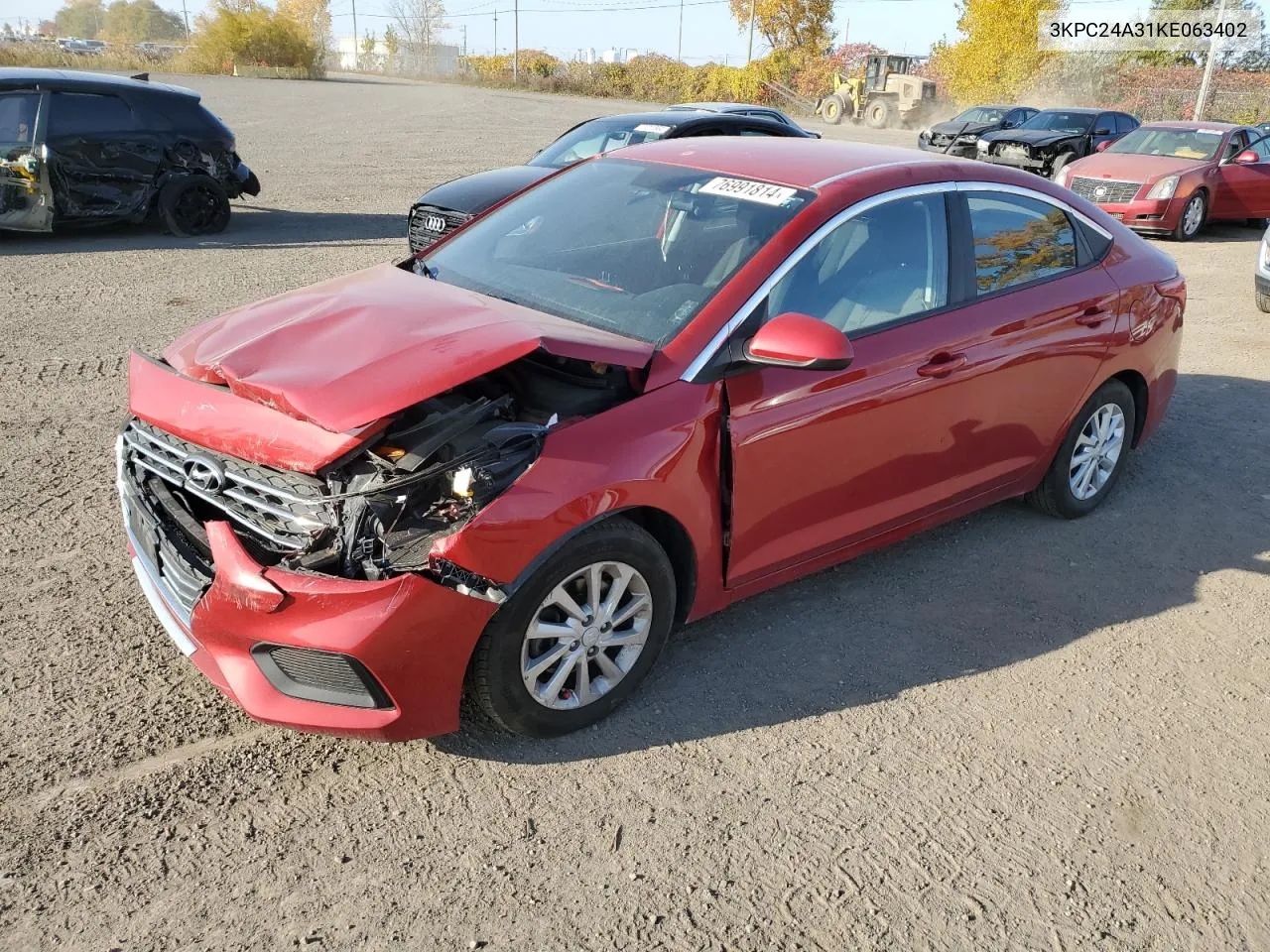 2019 Hyundai Accent Se VIN: 3KPC24A31KE063402 Lot: 76991814