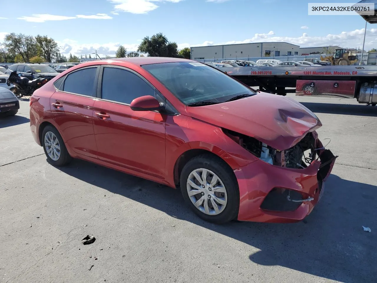 2019 Hyundai Accent Se VIN: 3KPC24A32KE040761 Lot: 78055304