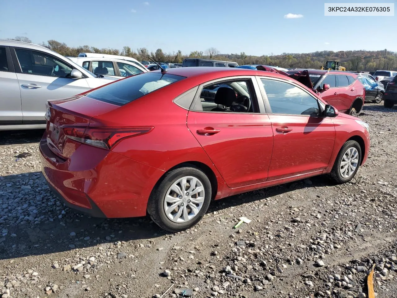 2019 Hyundai Accent Se VIN: 3KPC24A32KE076305 Lot: 78804204