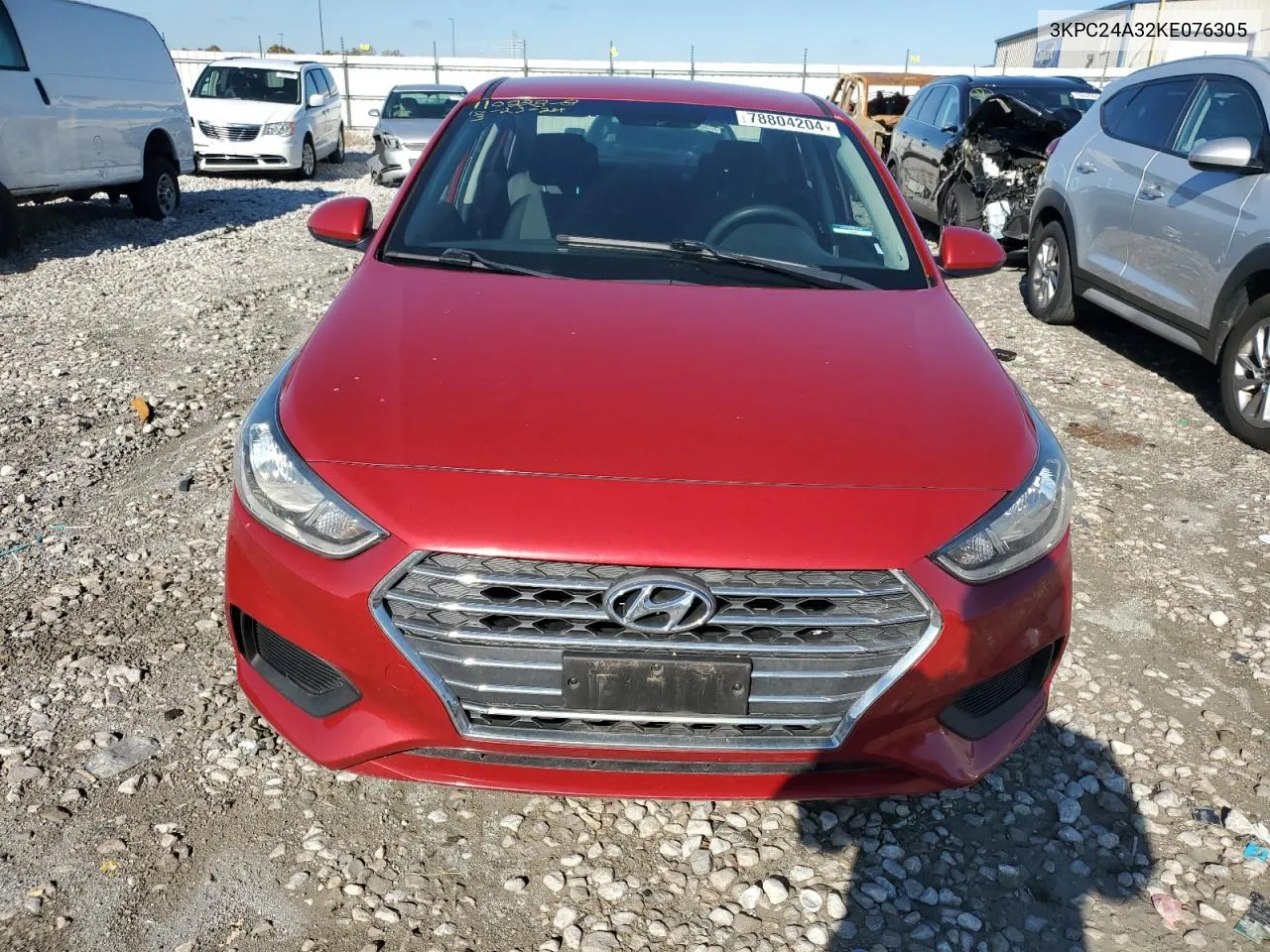 2019 Hyundai Accent Se VIN: 3KPC24A32KE076305 Lot: 78804204