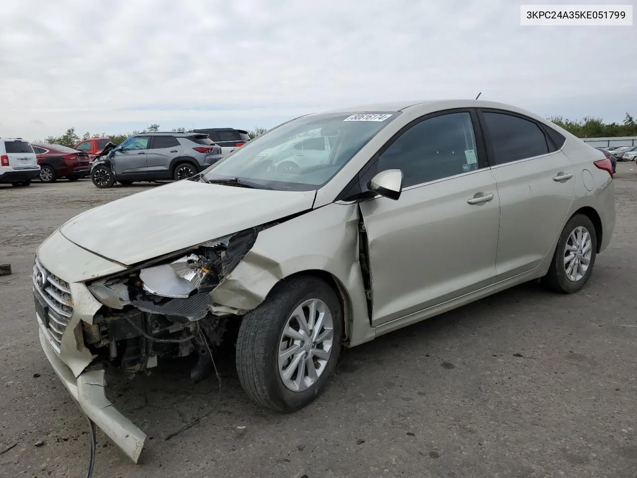 2019 Hyundai Accent Se VIN: 3KPC24A35KE051799 Lot: 80616174