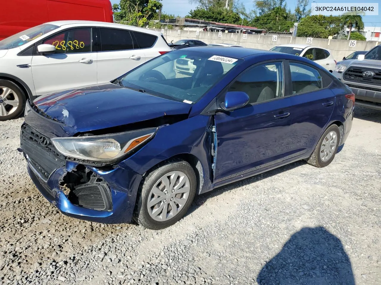 2020 Hyundai Accent Se VIN: 3KPC24A61LE104042 Lot: 73696234