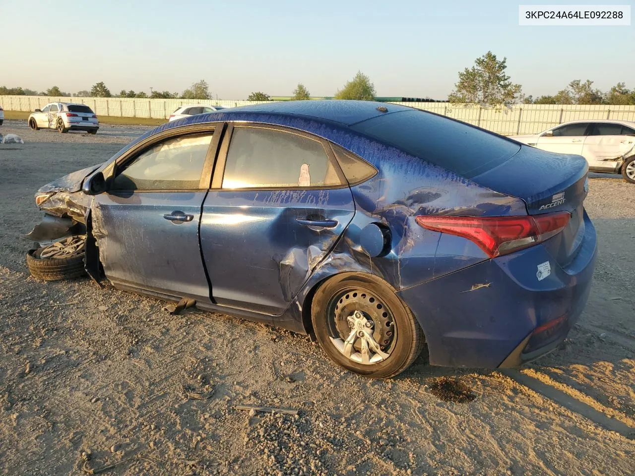 2020 Hyundai Accent Se VIN: 3KPC24A64LE092288 Lot: 75025354