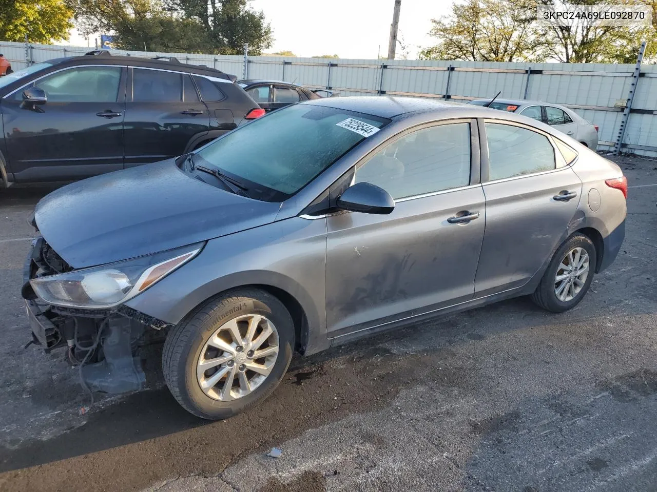 2020 Hyundai Accent Se VIN: 3KPC24A69LE092870 Lot: 75229544