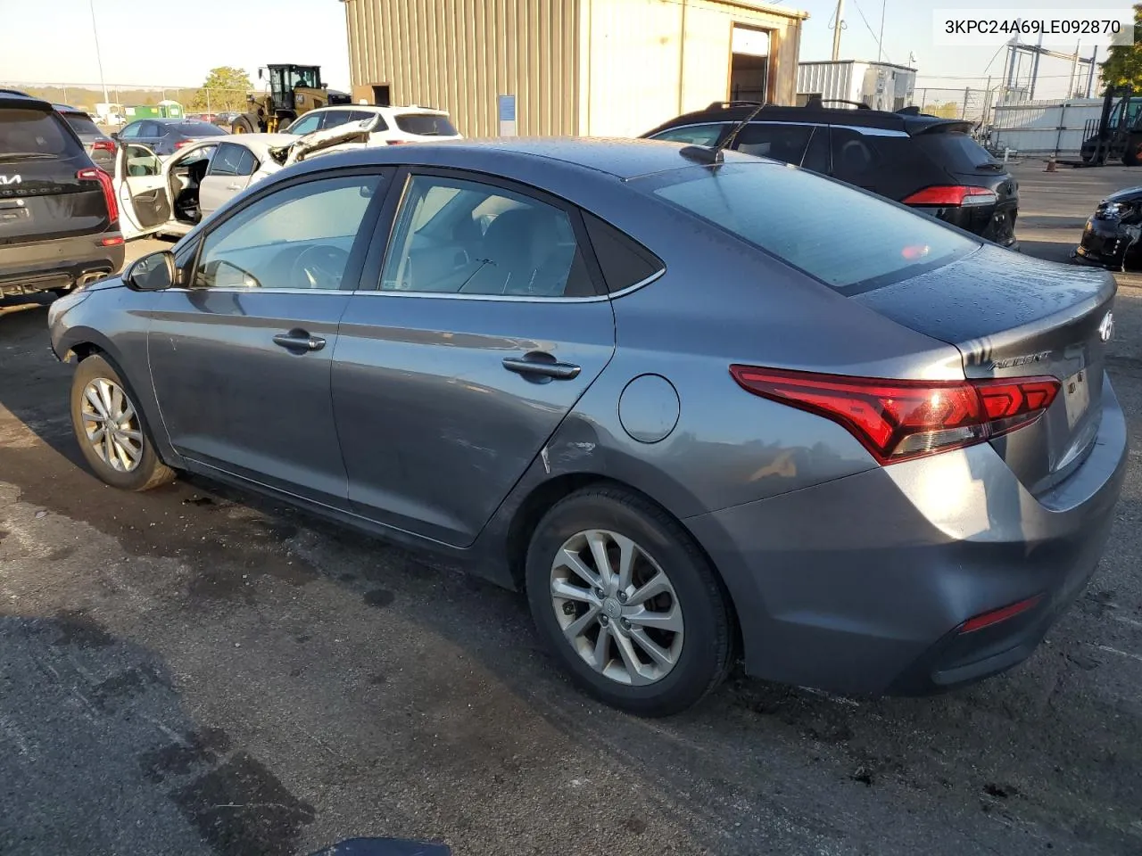 2020 Hyundai Accent Se VIN: 3KPC24A69LE092870 Lot: 75229544