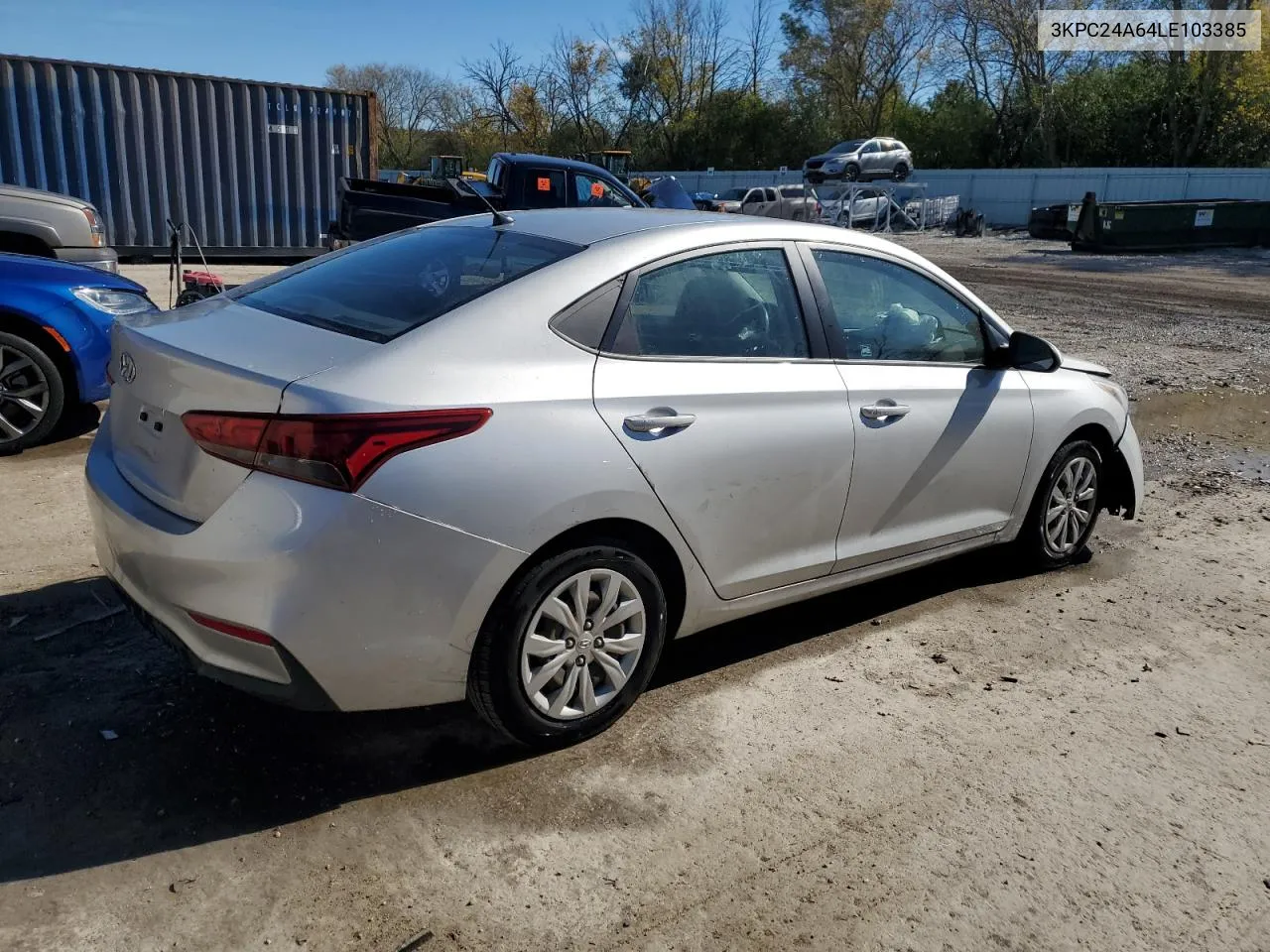 2020 Hyundai Accent Se VIN: 3KPC24A64LE103385 Lot: 75533454