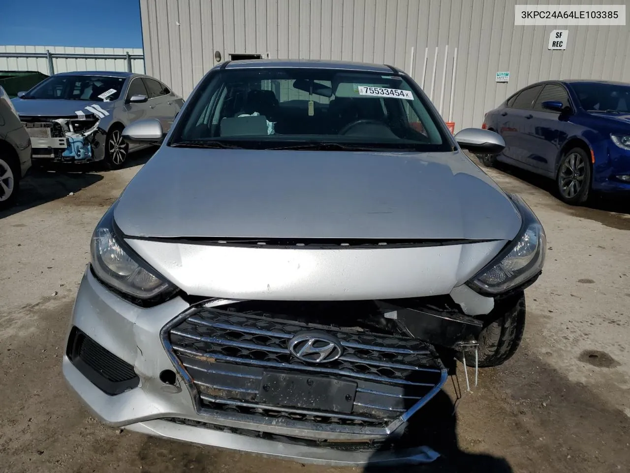 2020 Hyundai Accent Se VIN: 3KPC24A64LE103385 Lot: 75533454