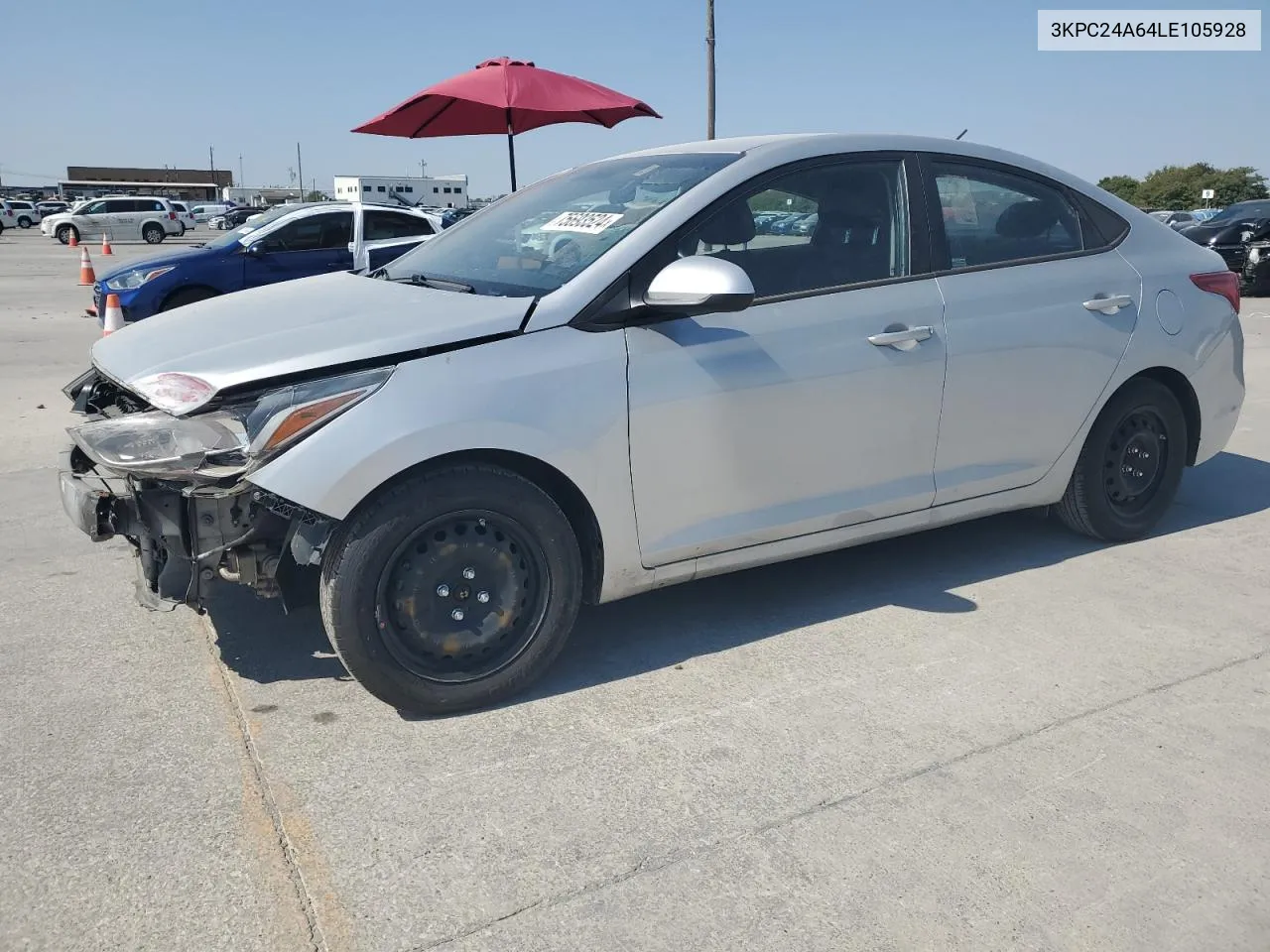 2020 Hyundai Accent Se VIN: 3KPC24A64LE105928 Lot: 75693524