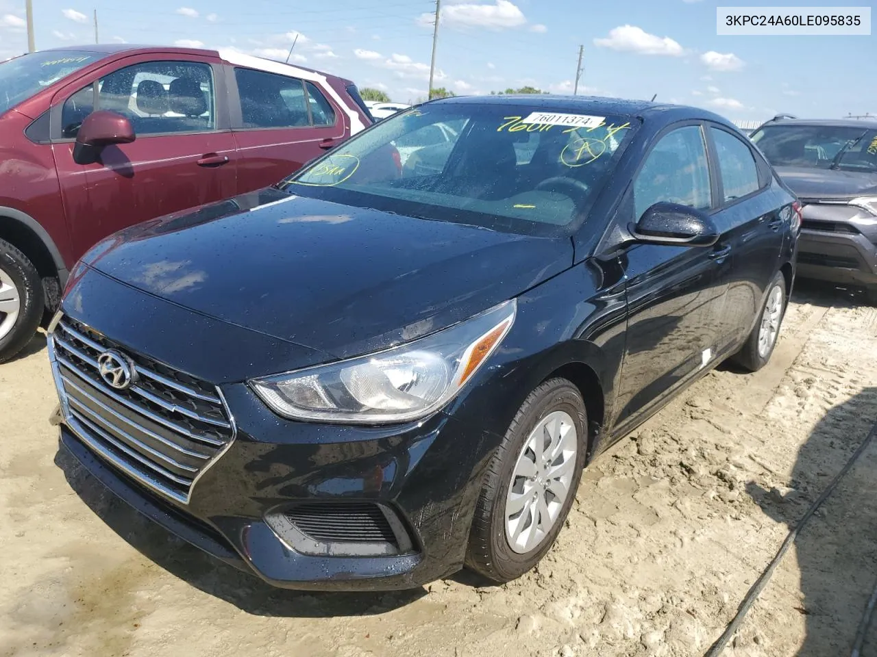 2020 Hyundai Accent Se VIN: 3KPC24A60LE095835 Lot: 76011374