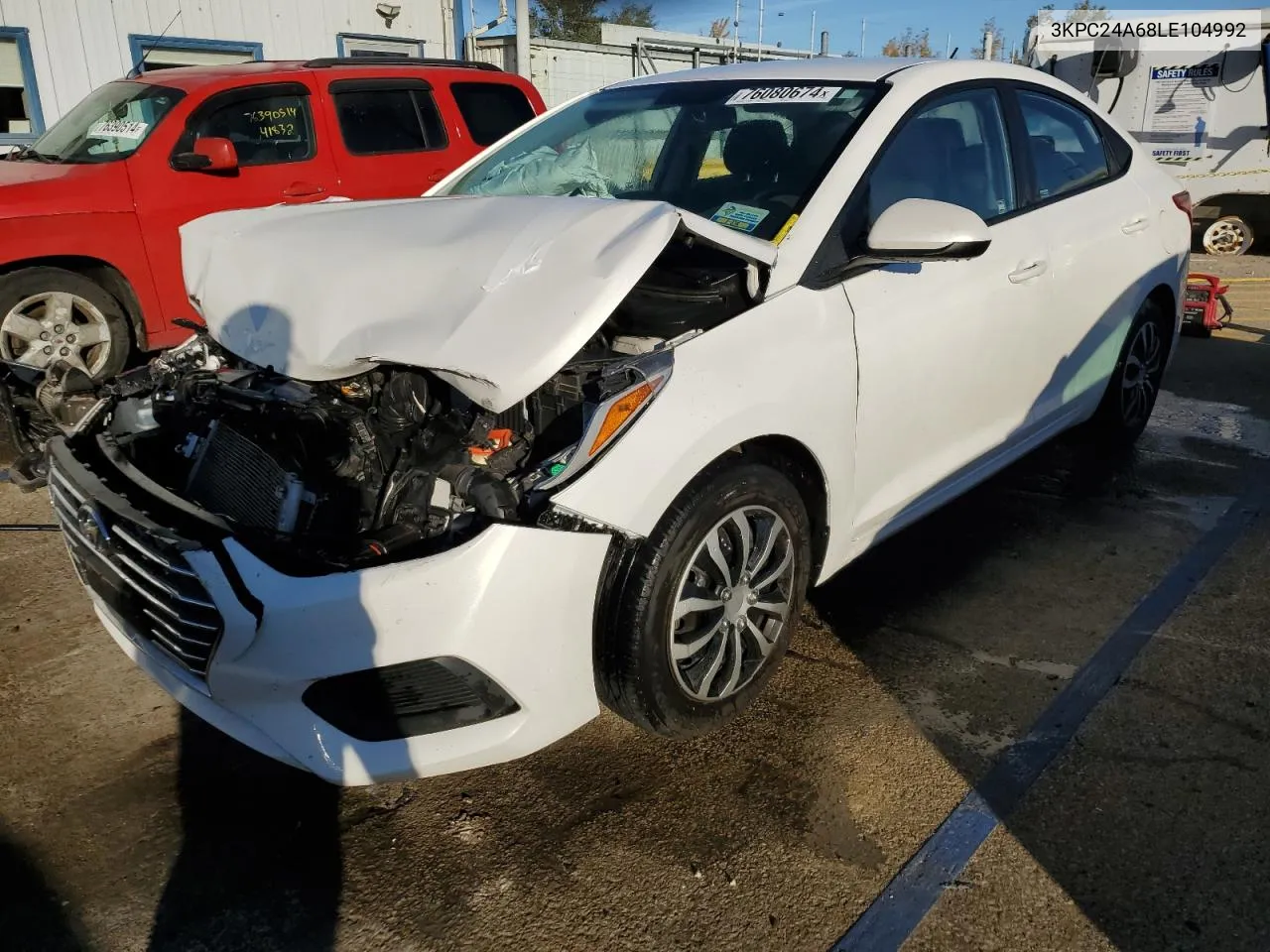 2020 Hyundai Accent Se VIN: 3KPC24A68LE104992 Lot: 76080674