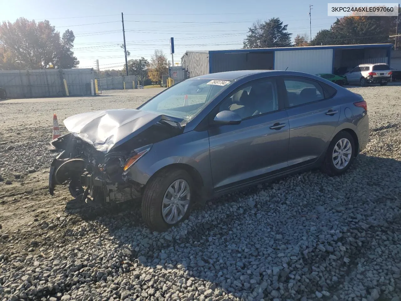 2020 Hyundai Accent Se VIN: 3KPC24A6XLE097060 Lot: 78491794