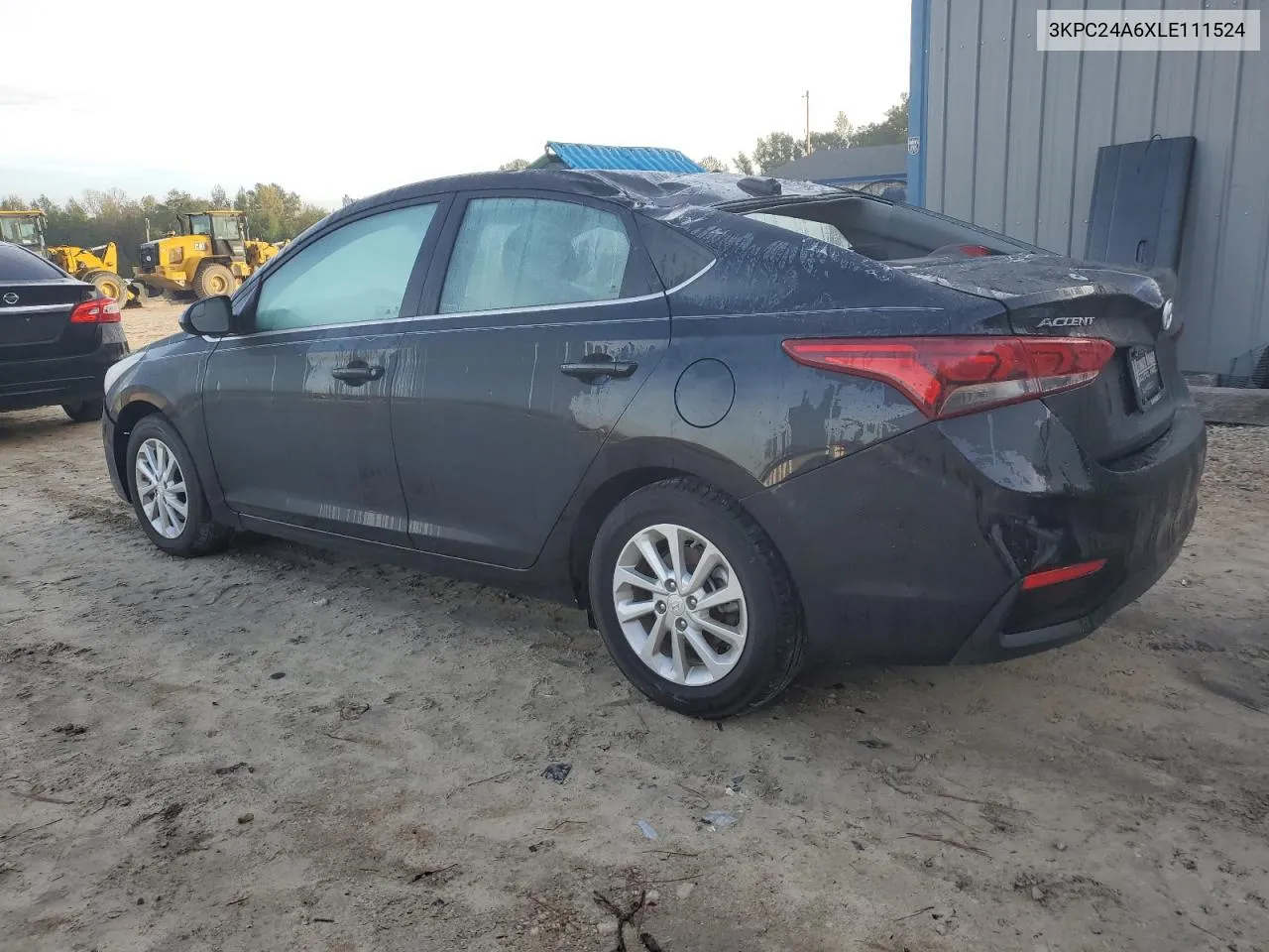 2020 Hyundai Accent Se VIN: 3KPC24A6XLE111524 Lot: 80120934